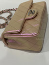 Sold-CHANEL Classic Iridescent Pink Calfskin Mini Rectangular Crossbody Bag in Silver Hardware