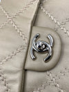 Sold-CHANEL Wild Stitch Quilted Seasonal Flap Bag Taupe light Grey Brown Color SHW