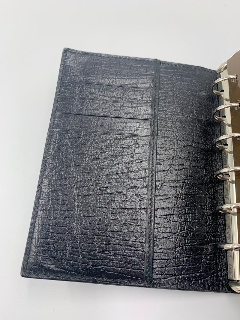 Sold-GUCCI Black 6-ring Agenda Planner