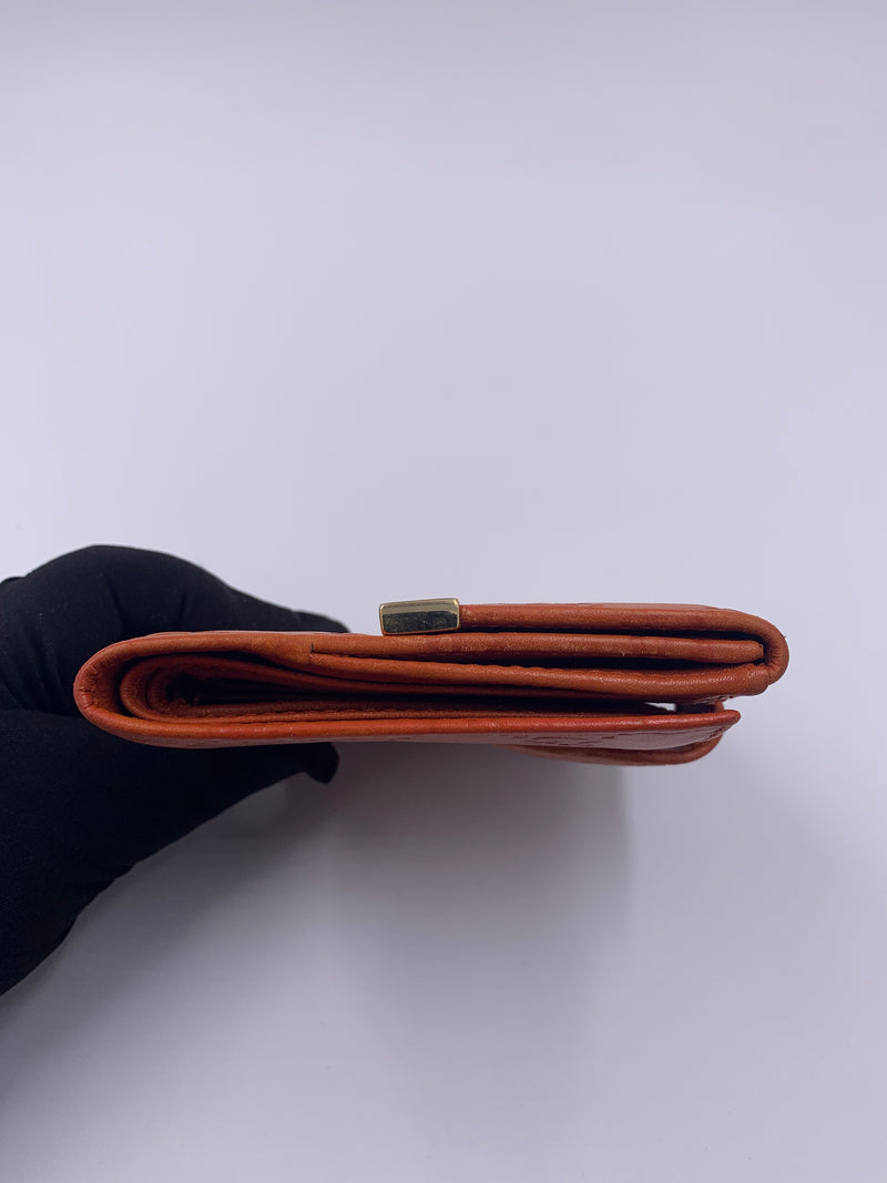 Sold-GUCCI GG Orange / Pink Leather Wallet