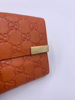 Sold-GUCCI GG Orange / Pink Leather Wallet