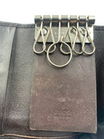 Sold-GUCCI GG Black/Dark Brown Leather 6-ring Key Holder