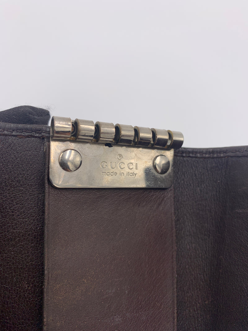 Sold-GUCCI GG Black/Dark Brown Leather 6-ring Key Holder