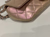 CHANEL Iridescent Pink Calfskin Mini Flap Crossbody Bag in Silver Hardware