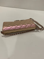 CHANEL Iridescent Pink Calfskin Mini Flap Crossbody Bag in Silver Hardware