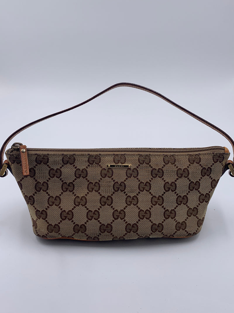 Sold-GUCCI GG Logo Brown Small Handbag