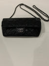 Sold-CHANEL Black Caviar Mini Flap Crossbody Bag in Silver Hardware