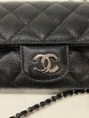 Sold-CHANEL Black Caviar Mini Flap Crossbody Bag in Silver Hardware