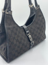 Sold-GUCCI GG Black Canvas Push Lock Jackie Shoulder Bag