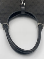 Sold-GUCCI GG Black Canvas Push Lock Jackie Shoulder Bag