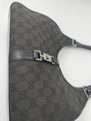 Sold-GUCCI GG Black Canvas Push Lock Jackie Shoulder Bag