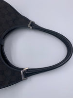 Sold-GUCCI GG Black Canvas Push Lock Jackie Shoulder Bag