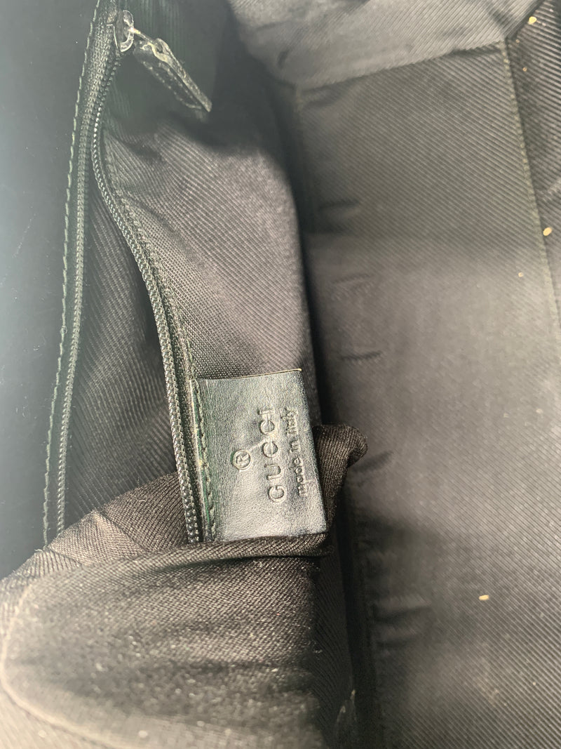 Sold-GUCCI GG Black Canvas Push Lock Jackie Shoulder Bag