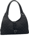 Sold-GUCCI GG Black Canvas Push Lock Jackie Shoulder Bag