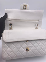 Sold-CHANEL Classic Medium Lambskin Double Chain Double Flap Bag white/gold hardware Vintage