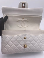 Sold-CHANEL Classic Medium Lambskin Double Chain Double Flap Bag white/gold hardware Vintage