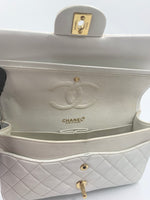 Sold-CHANEL Classic Medium Lambskin Double Chain Double Flap Bag white/gold hardware Vintage