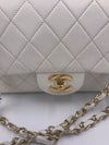 Sold-CHANEL Classic Medium Lambskin Double Chain Double Flap Bag white/gold hardware Vintage