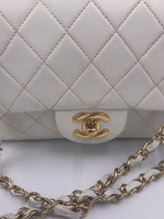 Sold-CHANEL Classic Medium Lambskin Double Chain Double Flap Bag white/gold hardware Vintage