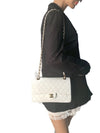 Sold-CHANEL Classic Medium Lambskin Double Chain Double Flap Bag white/gold hardware Vintage