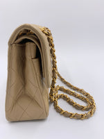 Sold-CHANEL Small Classic Double Flap Shoulder bag - Beige - Gold Hardware/Vintage