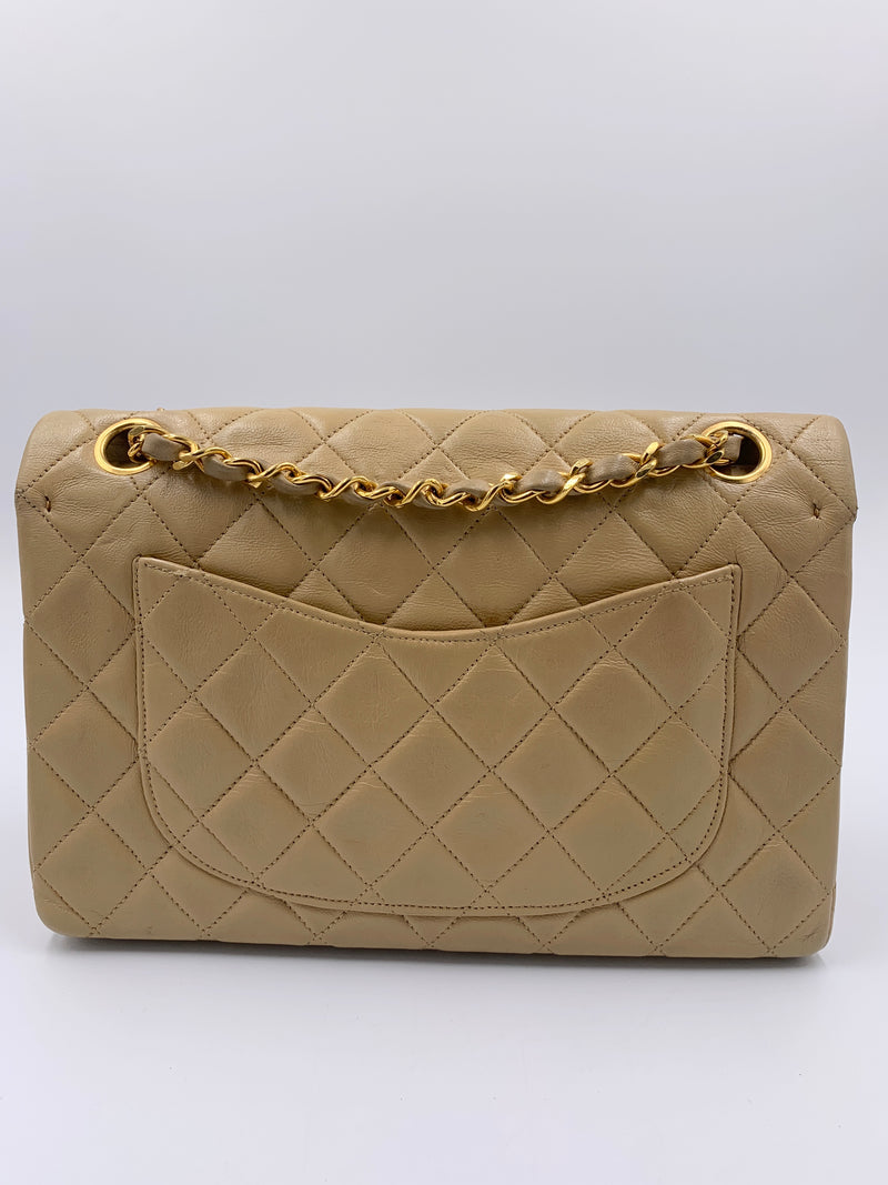 Sold-CHANEL Small Classic Double Flap Shoulder bag - Beige - Gold Hardware/Vintage