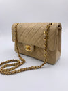 Sold-CHANEL Small Classic Double Flap Shoulder bag - Beige - Gold Hardware/Vintage