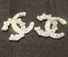 Sold-CHANEL CC Rhinestones Earrings/Silver C235