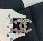 Sold-CHANEL CC Rhinestones Earrings/Silver C235