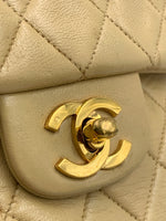 Sold-CHANEL Small Classic Double Flap Shoulder bag - Beige - Gold Hardware/Vintage