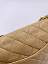 Sold-CHANEL Small Classic Double Flap Shoulder bag - Beige - Gold Hardware/Vintage