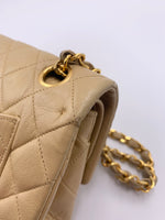 Sold-CHANEL Small Classic Double Flap Shoulder bag - Beige - Gold Hardware/Vintage