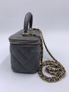 Sold-CHANEL Lambskin Grey Top Handle Vanity Case Chain Bag Light Gold Hardware