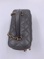 Sold-CHANEL Lambskin Grey Top Handle Vanity Case Chain Bag Light Gold Hardware