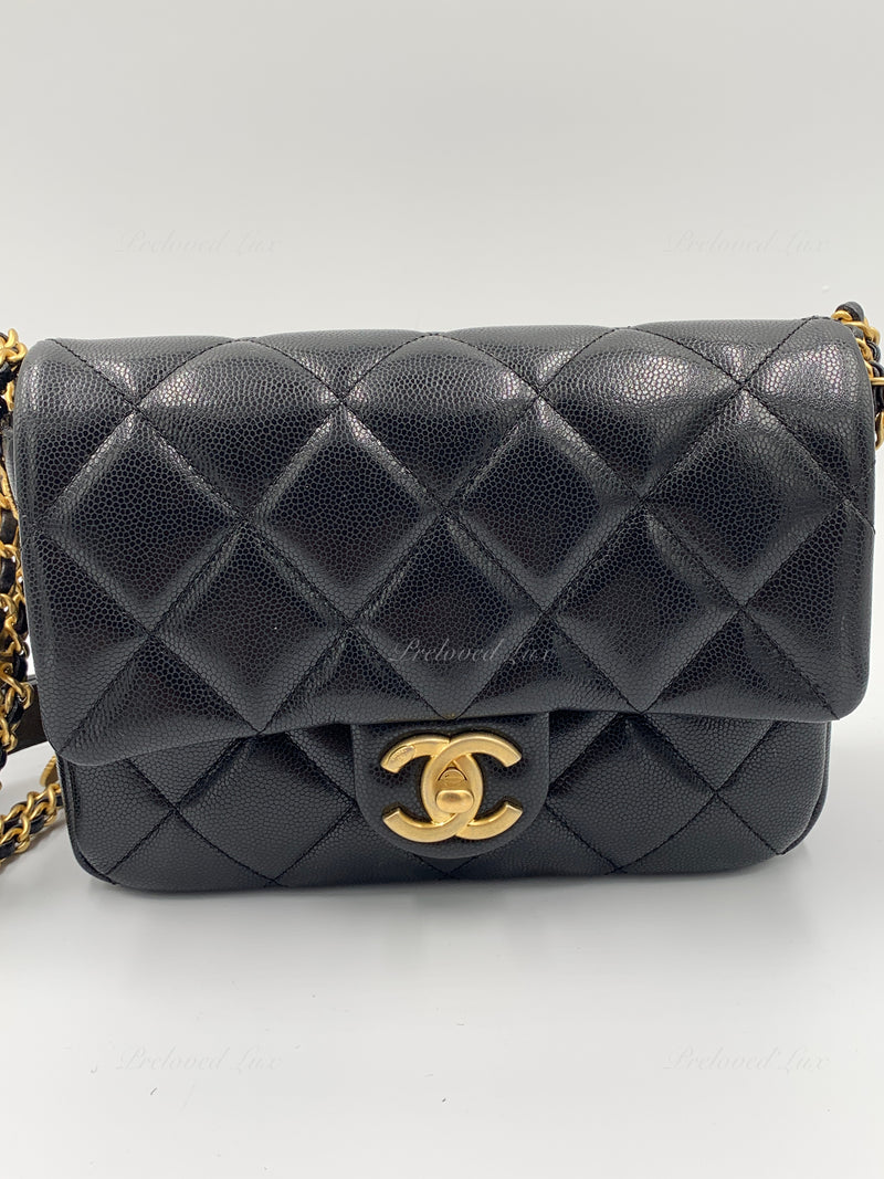 CHANEL Black Caviar Mini Seasonal Flap Gold Hardware