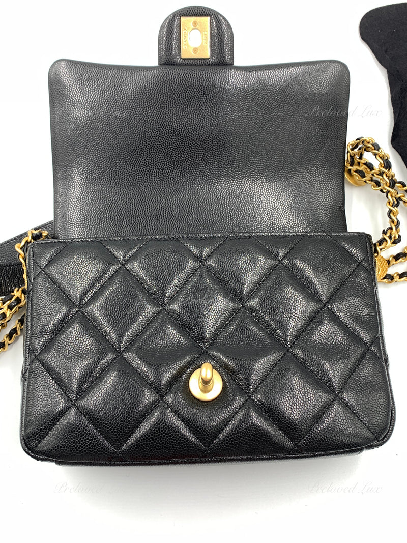 CHANEL Black Caviar Mini Seasonal Flap Gold Hardware