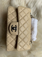 Sold-CHANEL Caviar Mini Rectangular Flap Beige - Crossbody - Silver Hardware