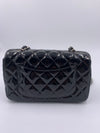 Sold-CHANEL Classic Mini Rectangular Black Shoulder Bag Crossbody - Silver Hardware Patent Leather