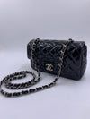 Sold-CHANEL Classic Mini Rectangular Black Shoulder Bag Crossbody - Silver Hardware Patent Leather