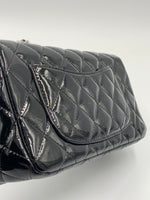 Sold-CHANEL Classic Mini Rectangular Black Shoulder Bag Crossbody - Silver Hardware Patent Leather