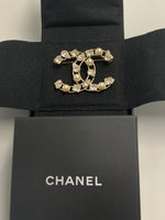 Sold-CHANEL CC Gold Rhinestones and Pearl Brooch C237