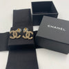 Sold-CHANEL CC Rhinestones Earrings/Gold L239