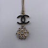 Sold-CHANEL CC Black Logo with Rhinestones Necklace C240