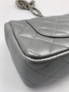 Sold-CHANEL Mini Rectangular Silver Grey Metallic Lambskin Shoulder bag Crossbody- Silver Hardware