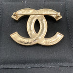 Sold-CHANEL CC Rhinestones Brooch - aged gold L241