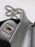 Sold-CHANEL Mini Rectangular Silver Grey Metallic Lambskin Shoulder bag Crossbody- Silver Hardware