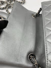 Sold-CHANEL Mini Rectangular Silver Grey Metallic Lambskin Shoulder bag Crossbody- Silver Hardware