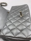 Sold-CHANEL Mini Rectangular Silver Grey Metallic Lambskin Shoulder bag Crossbody- Silver Hardware