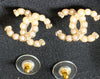 Sold-CHANEL CC Pearl Earrings/Gold L242