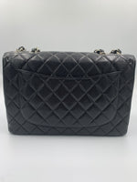 Sold-CHANEL Caviar Jumbo Flap Shoulder Bag black Silver hardware